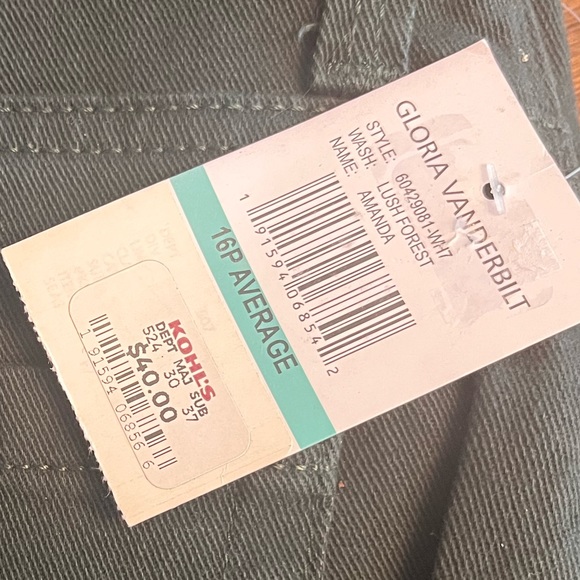NWT Gloria Vanderbilt Evergreen Colored Jeans in 16P!! - Picture 11 of 11